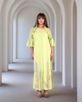 Creamy Avocado Green Embroidered  Dress