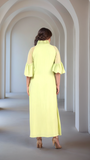Creamy Avocado Green Embroidered  Dress