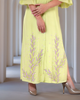 Creamy Avocado Green Embroidered  Dress