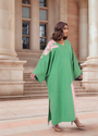 Green And Pink Colour Blocked Kaftan Dress