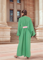 Green And Pink Colour Blocked Kaftan Dress