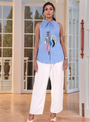 Quilt Blue Raglan-Cut Shirt