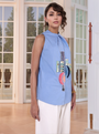 Quilt Blue Raglan-Cut Shirt