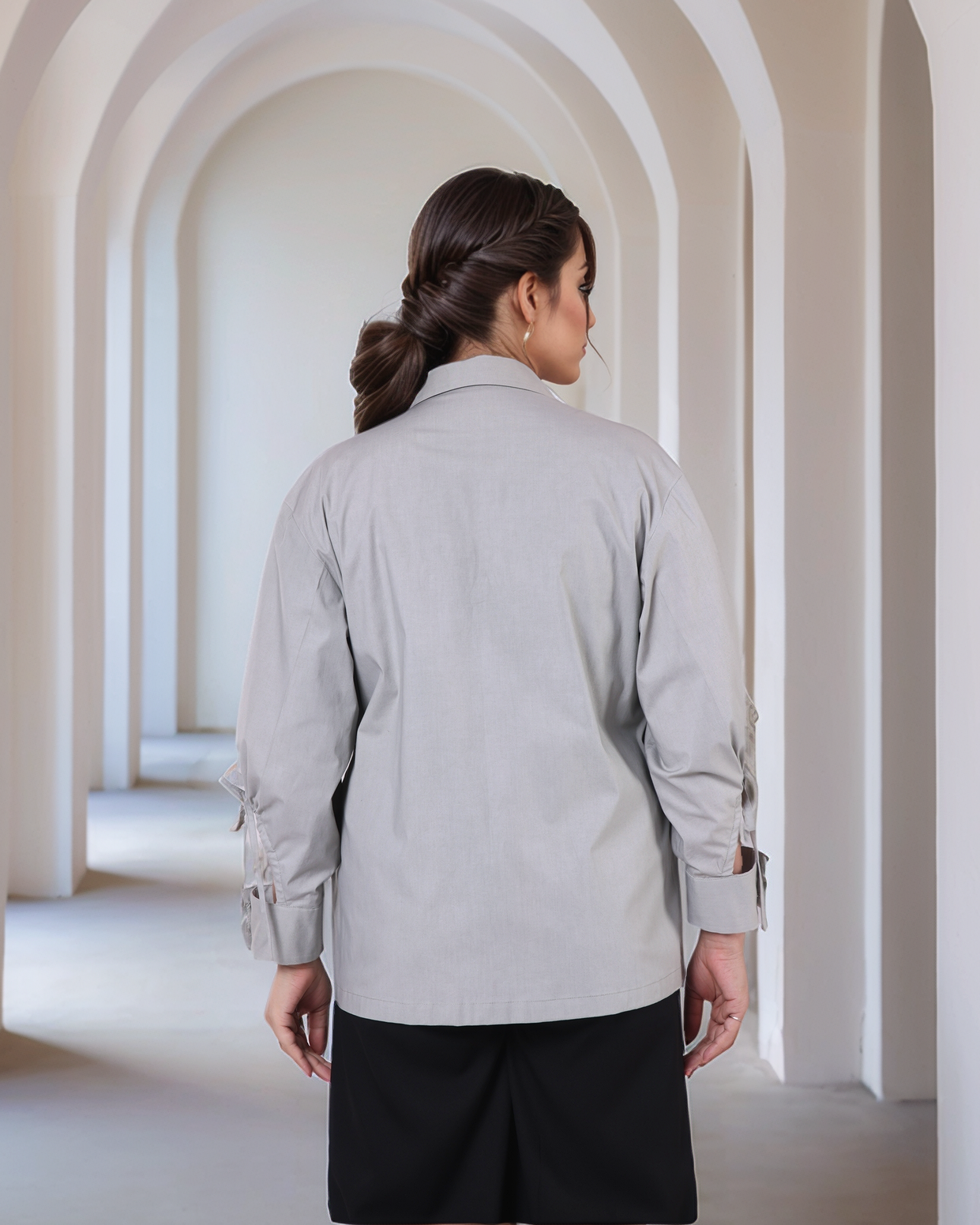 Grey Contemporary Embroidered Shirt