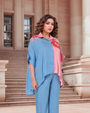 Half-And-Half Vibrant Color-Blocked Co-Ord Set