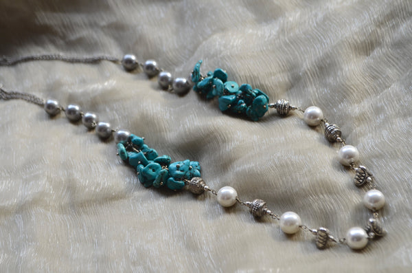 Turquoise cluster necklace