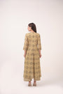 Mendaka Digital Print Panelled Kurta Set Green & Yellow
