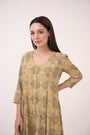 Mendaka Digital Print Panelled Kurta Set Green & Yellow