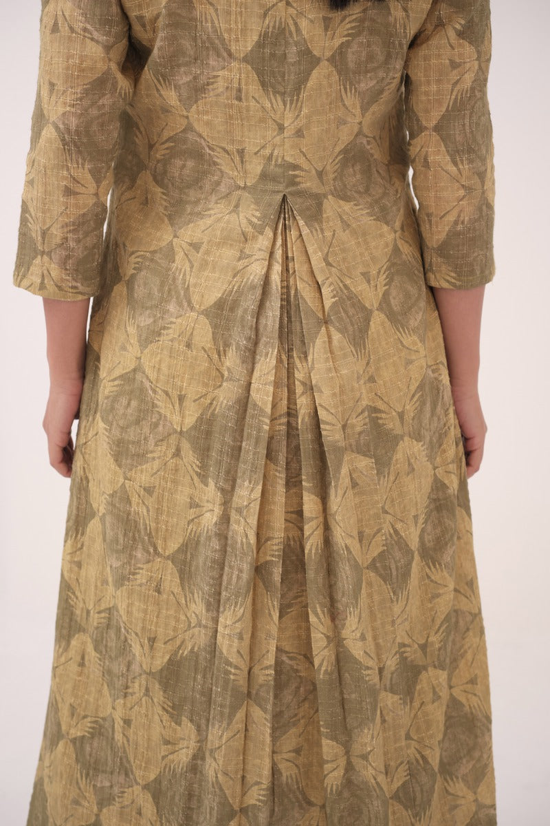 Mendaka Digital Print Panelled Kurta Set Green & Yellow