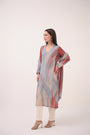 Watercolour Lotus Print Kurta Set With Dupatta Teal