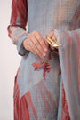 Watercolour Lotus Print Kurta Set With Dupatta Teal