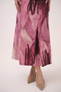 Watercolour Lotus Print Box-Pleated Dress Mulberry Pink
