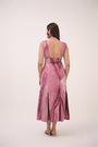 Watercolour Lotus Print Box-Pleated Dress Mulberry Pink