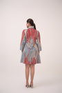 Watercolour Lotus Print Shirt Dress Teal