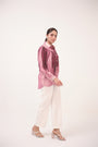 Watercolour Lotus Print Cotton Shirt  Mulberry Pink