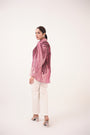 Watercolour Lotus Print Cotton Shirt  Mulberry Pink