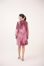 Watercolour Lotus Print Shirt Dress Mulberry Pink