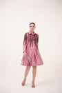 Watercolour Lotus Print Shirt Dress Mulberry Pink