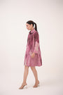 Watercolour Lotus Print Shirt Dress Mulberry Pink