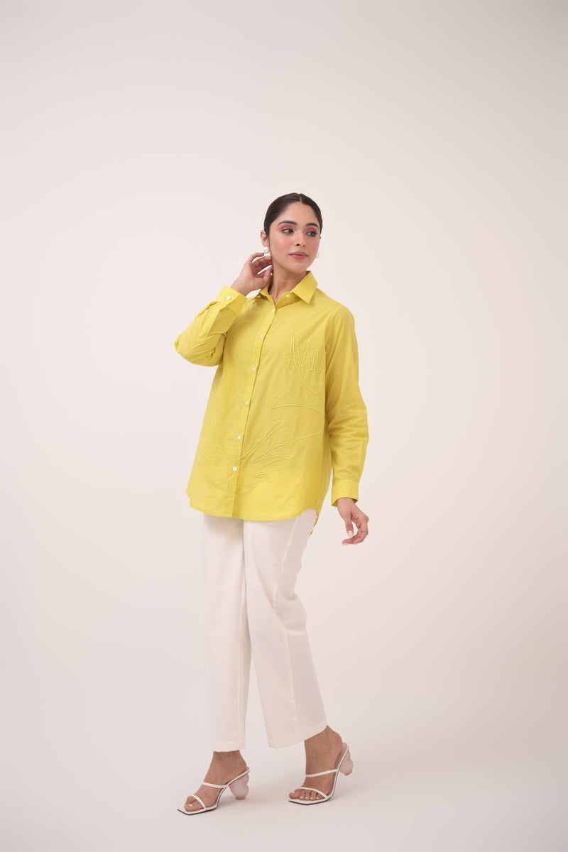 Mendaka Embroidered Shirt Lemon Green