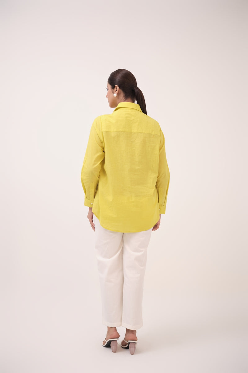 Mendaka Embroidered Shirt Lemon Green