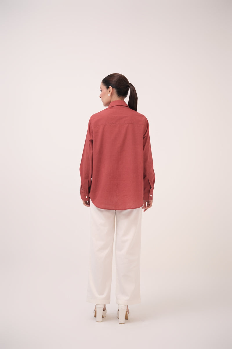 Herringbone Straight Pants White