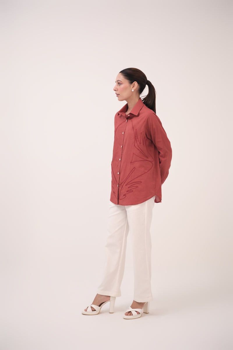 Mendaka Embroidered Shirt Berry