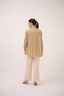 Gradient Striped Cotton Shirt Beige & Green