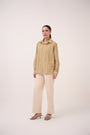 Gradient Striped Cotton Shirt Beige & Green