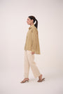 Gradient Striped Cotton Shirt Beige & Green
