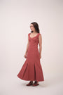 Sinched Box-Pleated Dress Berry