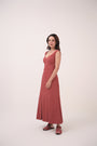 Sinched Box-Pleated Dress Berry