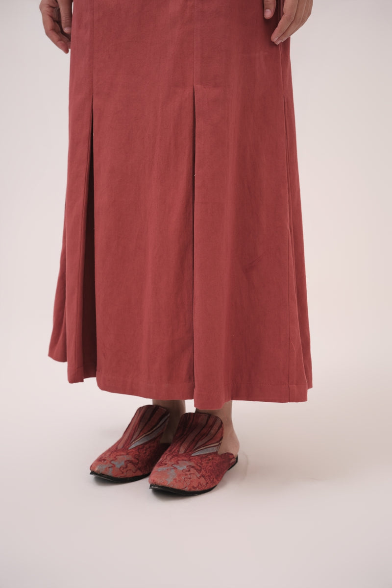 Sinched Box-Pleated Dress Berry