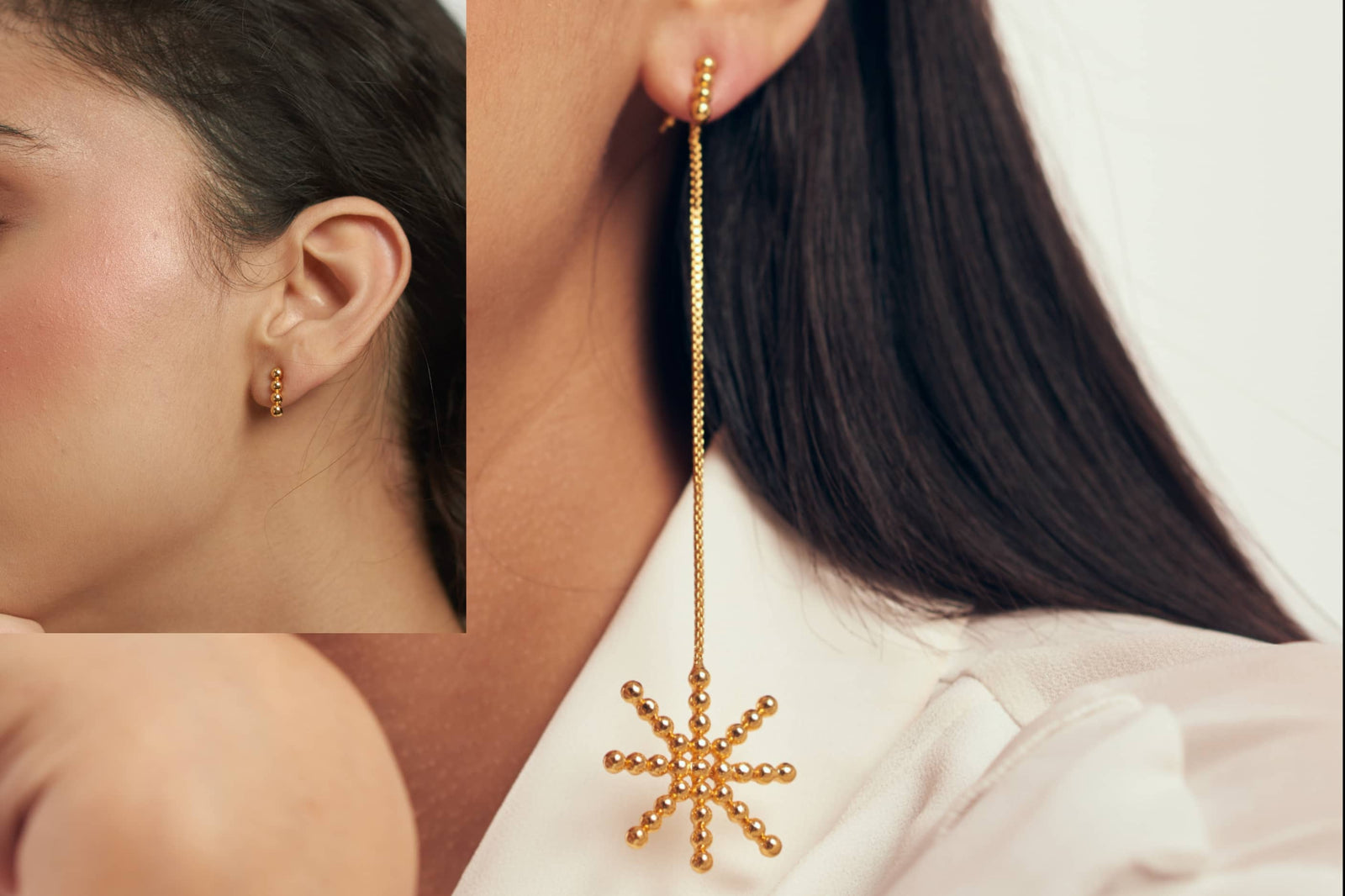 22kt gold plated 2 in 1 earrings