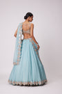 Powder Blue Organza Hand Embroidered Lehenga Set