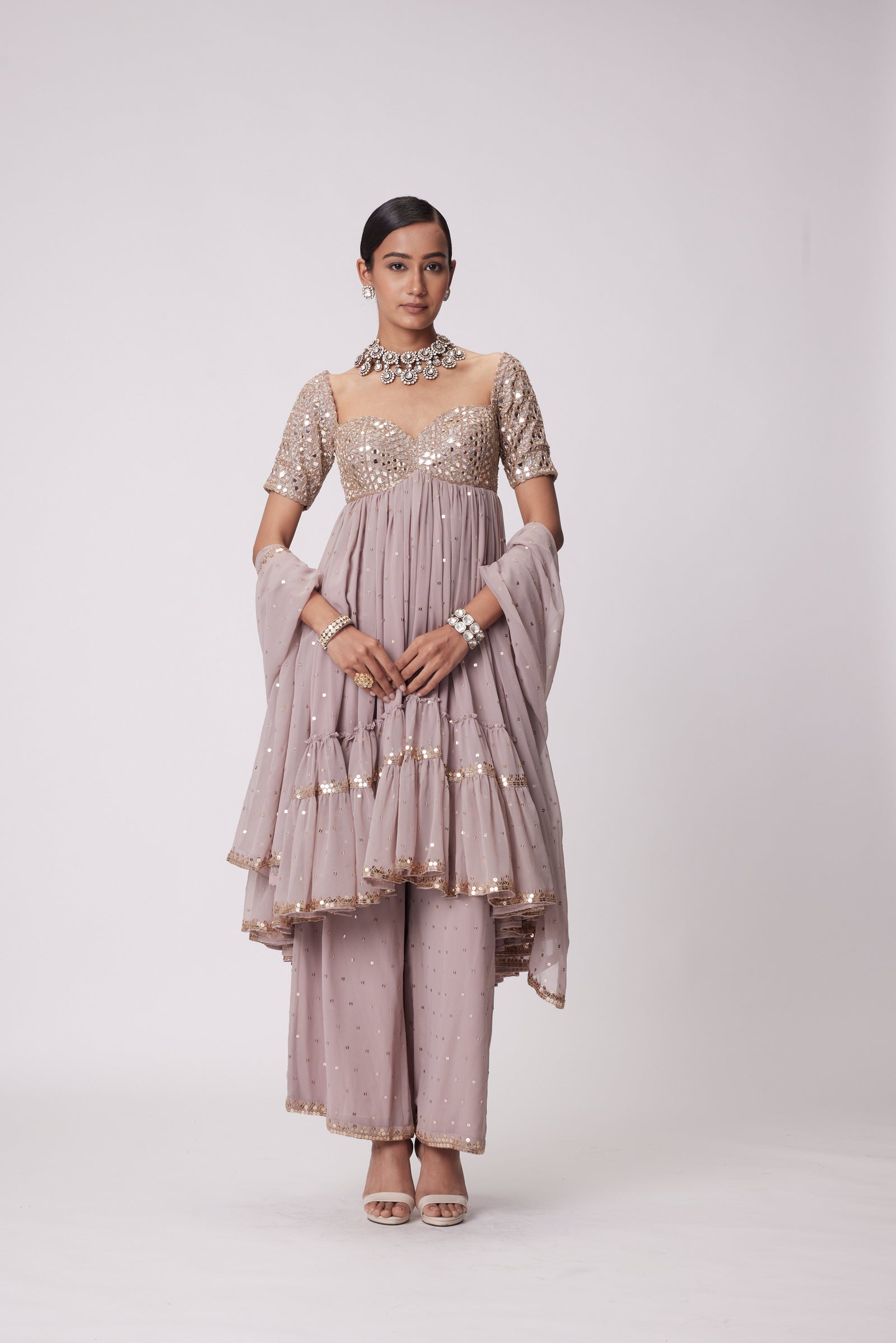 Ash Pink High Low Kurta Set