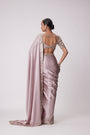 Ash Pink Satin Saree Set