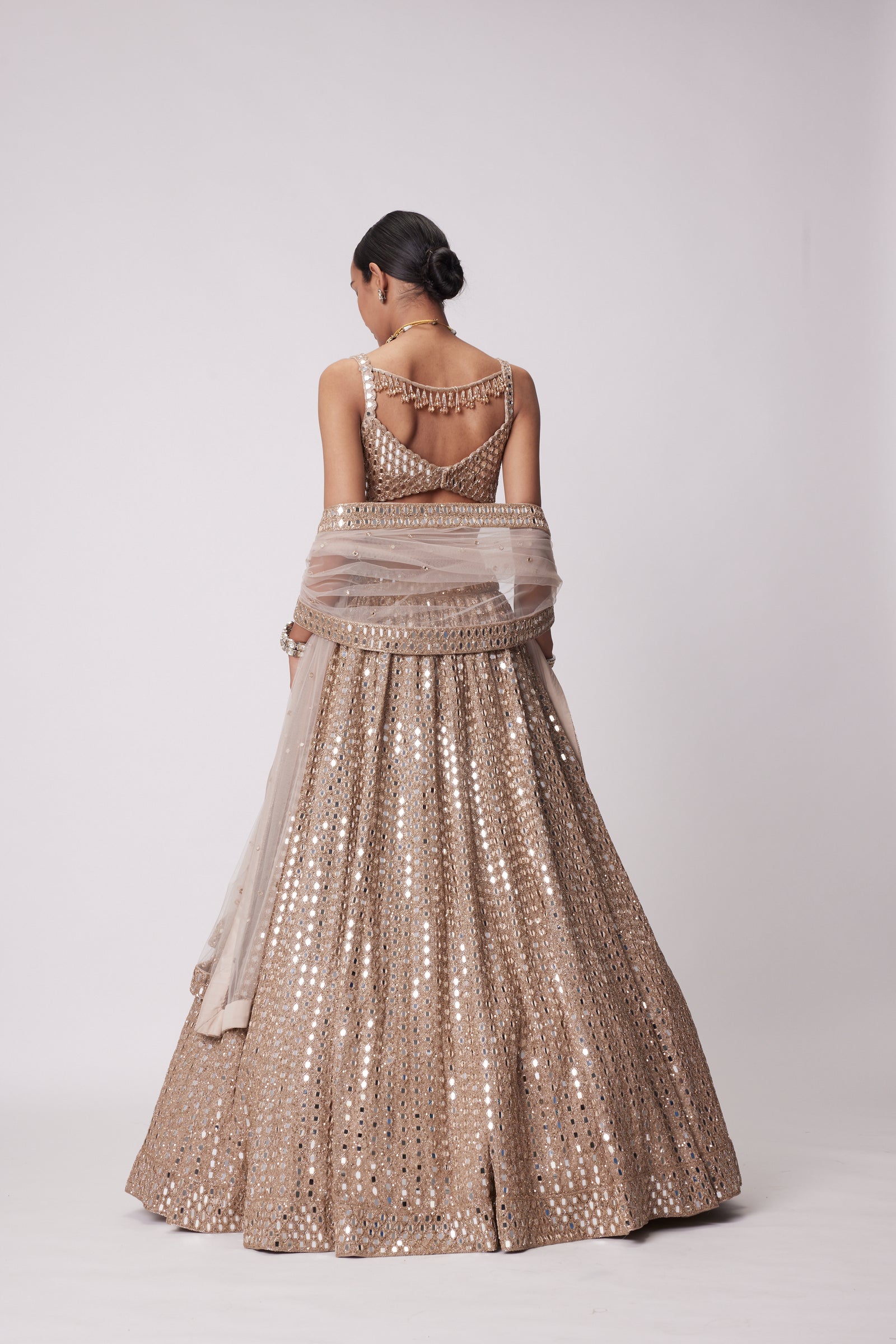 Light Beige Hand Embroidered Lehenga Set