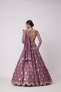 Mud  Mauve Sequin And Flower Embroidered Lehenga Set