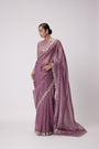 Mud  Mauve Hand Embroidered Saree Set