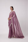 Mud  Mauve Hand Embroidered Saree Set