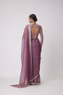 Mud  Mauve Hand Embroidered Saree Set