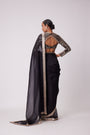 Black Hand Embroidered Organza Saree Set