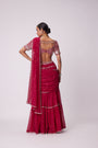 Crimson Red Multi- Tier Saree Set