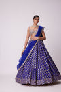 Persian  Blue Flower Lehenga Set