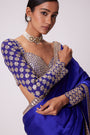Persian  Blue Satin Saree Set
