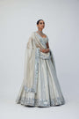 Silver Shimmer Organza Linear Lehenga Set