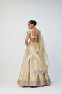 Golden Shimmer Organza Linear Lehenga Set