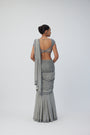 Hand Embroidered Pre Draped Georgette Saree