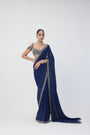 Deep Blue Sequins Embroidered Saree